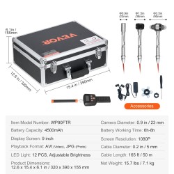 Viemärikamera viidenkymmenen metrin kaapeli yhdeksän tuuman näyttö viisisataakaksitoista hertsin paikannin