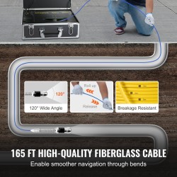 Viemärikamera 50 metrin kaapelilla IP68 7-tuumainen näyttö tallennuksella 16 gigatavun SD-kortilla