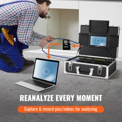 Viemärikamera 50 metrin kaapelilla IP68 7-tuumainen näyttö tallennuksella 16 gigatavun SD-kortilla