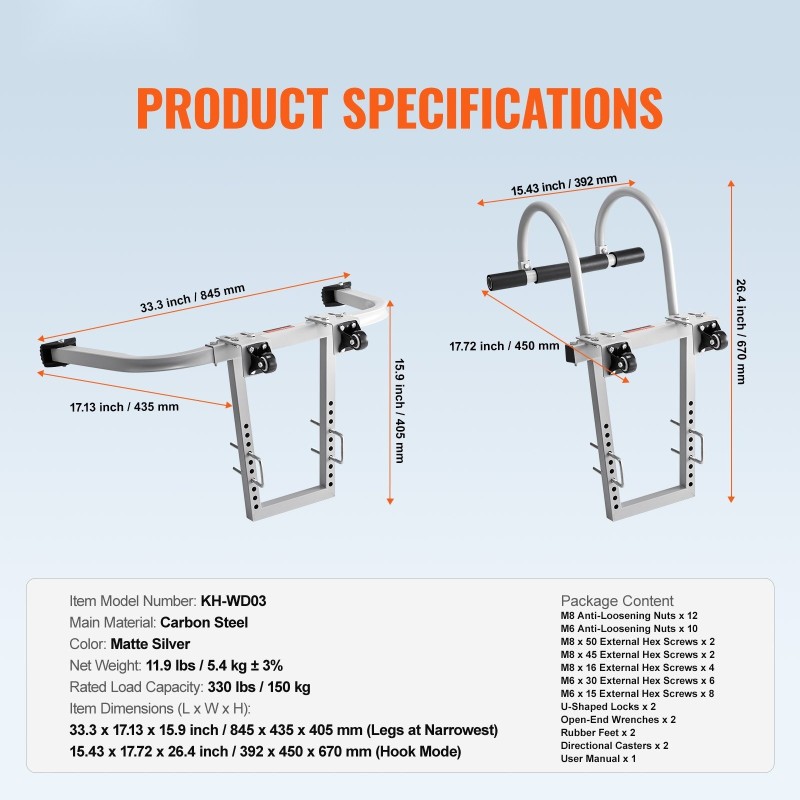 Tikkaan vakautin hiiliteräs kantavuus 150 kg seinätuki kattokoukku kumipäällysteinen T-tanko