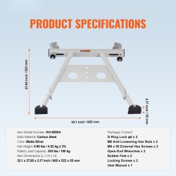 Tikkastabilisaattori hiiliteräksestä säädettävillä luistamattomilla kumijaloilla 150 kg