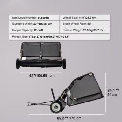 Vedettävä ruohonkerääjä 106,6 cm työleveys 12 kuutiojalan keräyssäiliö säädettävä harjakorkeus