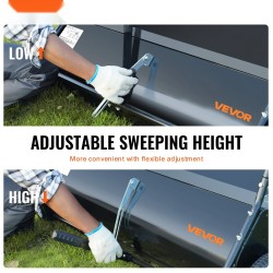 Vedettävä nurmikon harava 127 cm suuri keräyspussi säädettävä harjauskorkeus