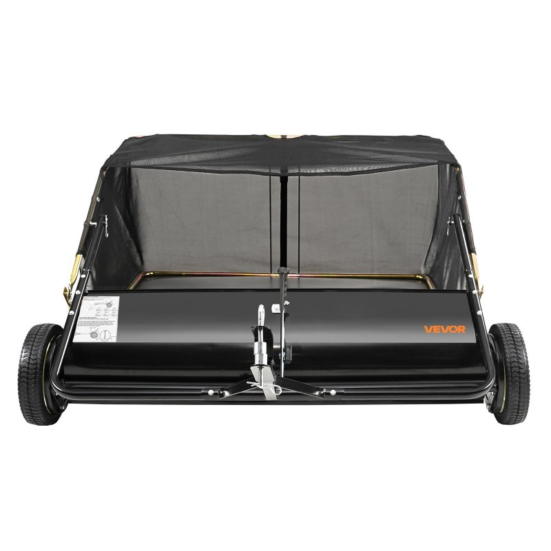 Hinattava nurmikkoharava 44 tuumaa 25 kuutiojalkaa keräyspussi säädettävä harjakorkeus