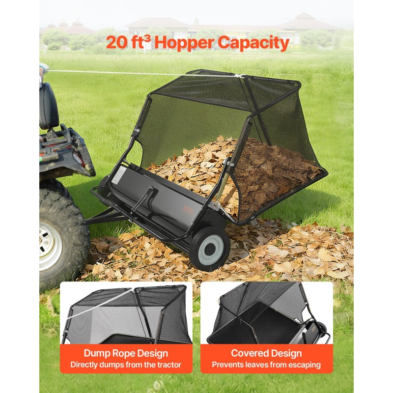 Hinattava nurmikonlakaisin ajoleikkuriin 122 cm lakaisuleveys säädettävä harjakorkeus tilava keräyspussi