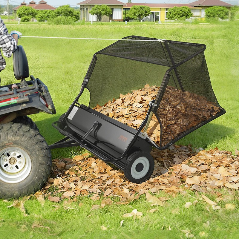 Hinattava nurmikonlakaisin ajoleikkuriin 122 cm lakaisuleveys säädettävä harjakorkeus tilava keräyspussi