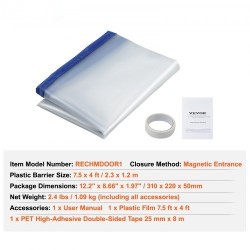 Pölysulkuseinä polyeteenistä oviaukkoon 2,3×1,2 m magneettisella aukolla