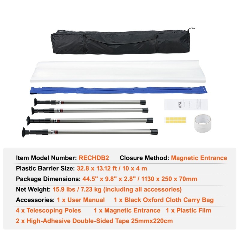 Pölysuojausjärjestelmä polyeteeni 0.08 mm 10 x 4 m 4 teleskooppitankoa maalaustöihin