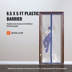 Pölysulkuseinä polyeteeni 2,6 x 1,52 m läpinäkyvällä magneettisella oviaukolla