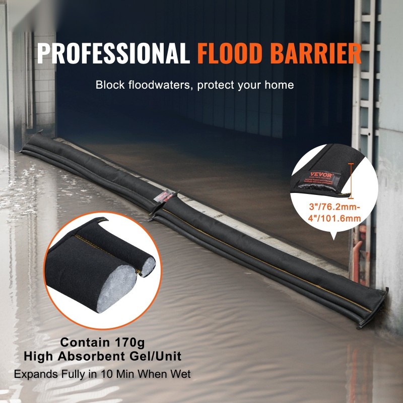 Tulvasuojapussit vedellä aktivoituvat kuitukankaasta 1530 x 155 mm 10 kpl muoviämpäri