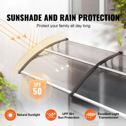 Ikkuna- ja ovikatos polykarbonaattilevy 6 mm läpinäkyvä UV-suoja 965 x 2975 mm