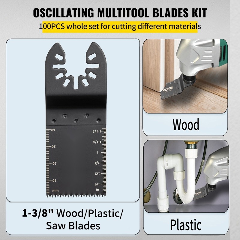 Oskilloivat hiiliteräksiset 1-3/8-tuumaiset sahanterät 100 kpl puulle pehmeälle metallille ja muoville