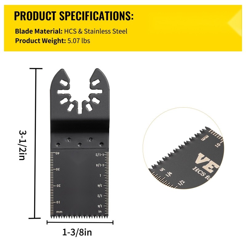 Oskilloivat hiiliteräksiset 1-3/8-tuumaiset sahanterät 100 kpl puulle pehmeälle metallille ja muoville