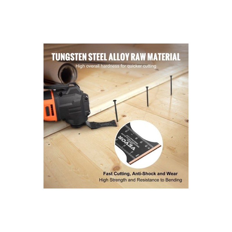 Värähtelevän monitoimityökalun titaanikarbidi-terässeosiset 3 kpl terät yleispikakiinnitys kovalle materiaalille metallille ja