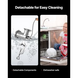 Käsikäyttöinen lihamylly 304 ruostumatonta terästä pöytäkiinnikkeellä 2 reikäterälevyä makkarasuppilolla