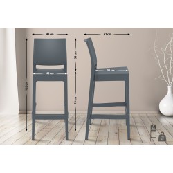 Maya baarijakkara korkea selkänojallinen pinottava ulkokäyttöön sopiva