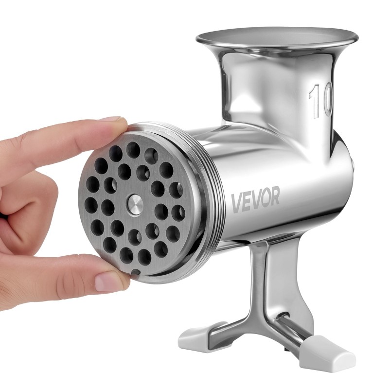 Käsikäyttöinen lihamylly 304 ruostumatonta terästä pöytäkiinnikkeellä 2 reikäterälevyä makkarasuppilolla