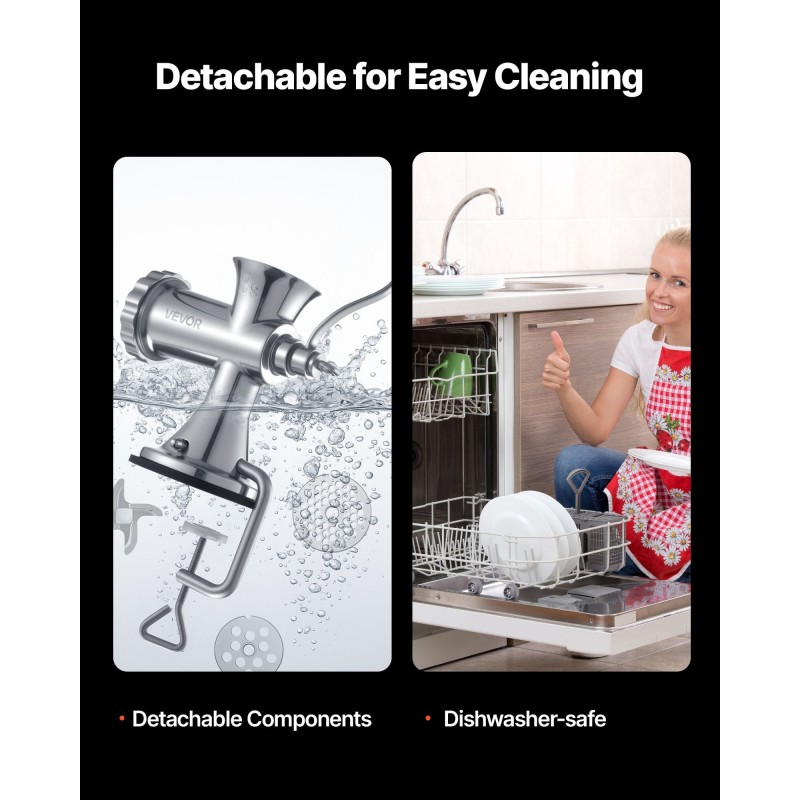 Käsikäyttöinen lihamylly 304 ruostumaton teräs imukuppi pöytäkiinnike 5 mm 8 mm reikälevyt