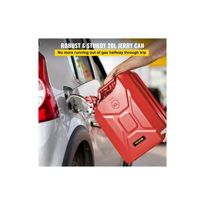Teräksinen 20 l jerry-kanisteri 2 kpl punainen joustavalla kaatonokalla