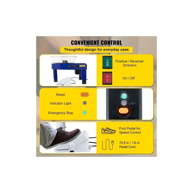 Savenvalantapyörä sähköinen 35 cm alumiinipyöröpöytä irrotettava allas jalkapoljin