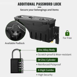 Säilytyslaatikko ABS-muovi hiiliteräs 25 l vesitiivis Dodge Ram 1500 2019–2021 matkustajan puoli