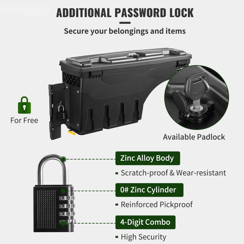 Säilytyslaatikko ABS-muovi 20 l vesitiivis lukittava kuljettajan puolelle Tundra 2007–2021