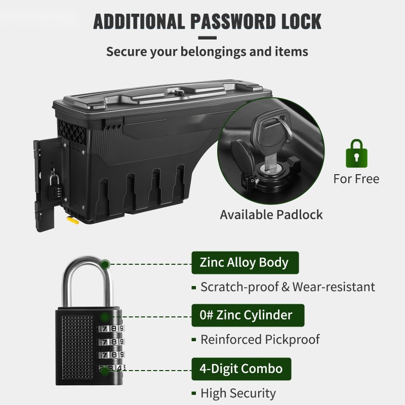 Lava-arkku ABS-muovia 20 l lukittava kansi Dodge Ram 1500 2019–2021 kuljettajan puoli