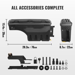 Lavan säilytyslaatikko ABS 25 L lukittava kääntyvä Ford F-150 2015–2021 matkustajan puoli