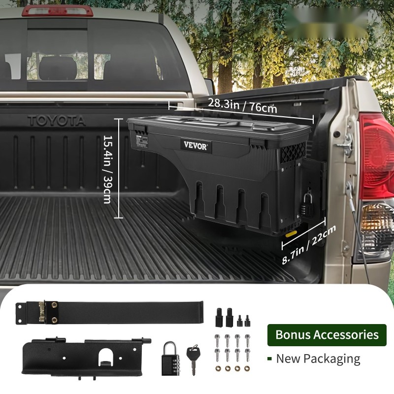 Kuorma-auton lavan säilytyslaatikko ABS-muovi ja hiiliteräs lukittava Tundra 2007–2021 vasen ja oikea