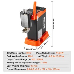 Kondensaattoripohjainen pulssipistehitsauslaite 14,5 kilowattia 290 joulea 0,1–0,3 millimetriä puhdas nikkeli 2 toimintatilaa