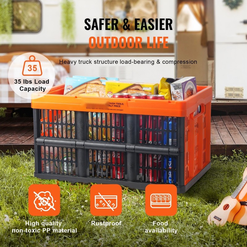 Taitettava PP-muovinen säilytyslaatikko 45L 3 kpl pinottava kantokahvoilla