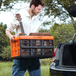 Taitettava PP-muovinen säilytyslaatikko 45L 3 kpl pinottava kantokahvoilla