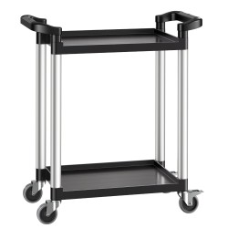 Käyttövaunu kaksitasoinen muovinen 136 kg kantavuus 4 kääntyvää pyörää 2 jarrulla