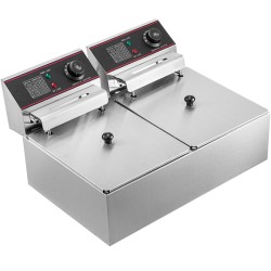 Kaksialtainen sähköinen rasvakeitin ruostumattomasta teräksestä 12 l 5000W ammattikäyttöön