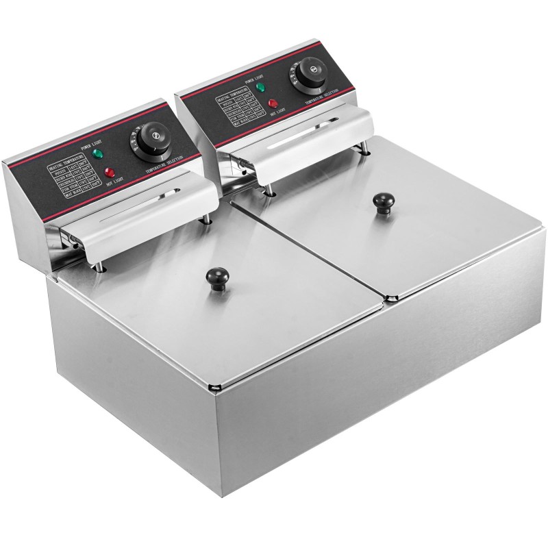 Kaksialtainen sähköinen rasvakeitin ruostumattomasta teräksestä 12 l 5000W ammattikäyttöön