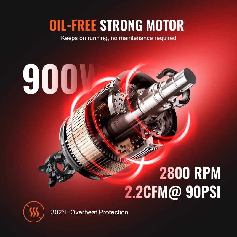 Ilmakompressori öljytön 18,2 l 900 W työpaine 6-8 bar melutaso 70 dB