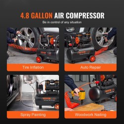 Ilmakompressori öljytön 18,2 l 900 W työpaine 6-8 bar melutaso 70 dB