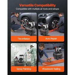 Vaakasuuntainen ilmakompressori terässäiliö 40 L 2 hv öljytön suurin paine 125 PSI