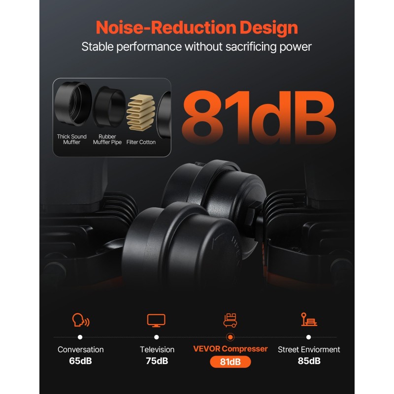 Vaakamallinen ilmakompressori terässäiliö 8 L öljytön 1 hv 8 bar