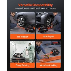 Vaakamallinen ilmakompressori terässäiliö 8 L öljytön 1 hv 8 bar