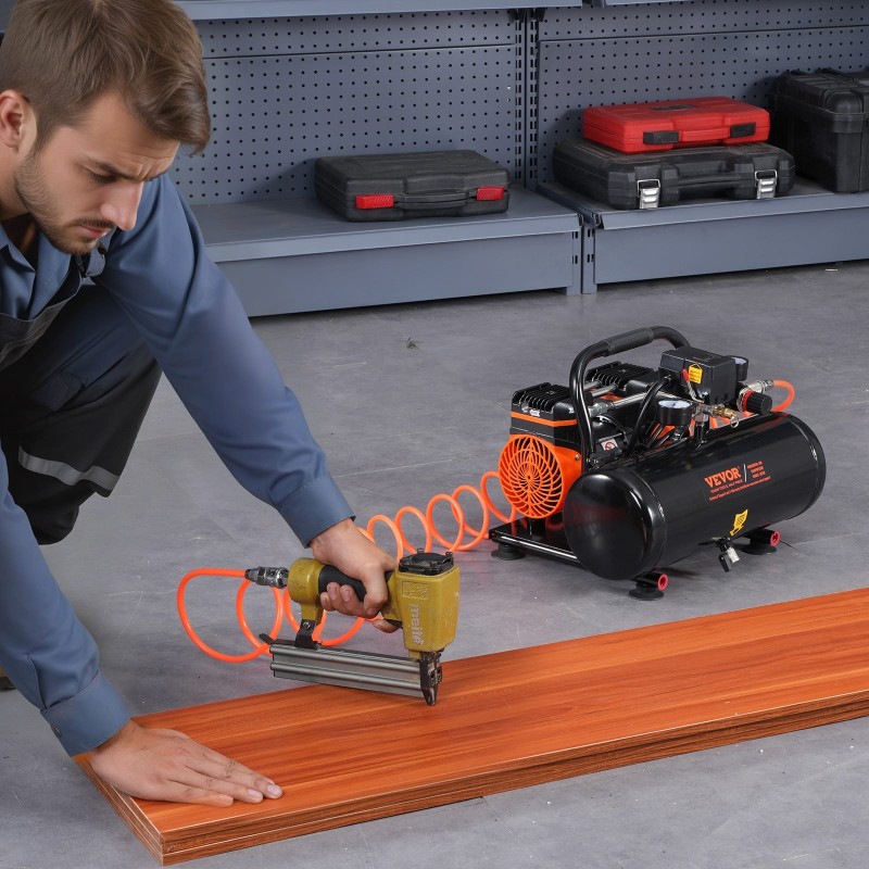 Vaakamallinen ilmakompressori terässäiliö 8 L öljytön 1 hv 8 bar