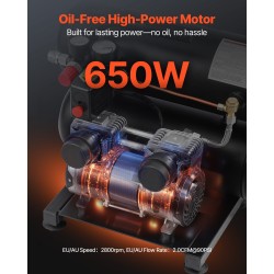 Vaakamallinen öljytön ilmakompressori terässäiliö 18 l 1 hv hiljainen