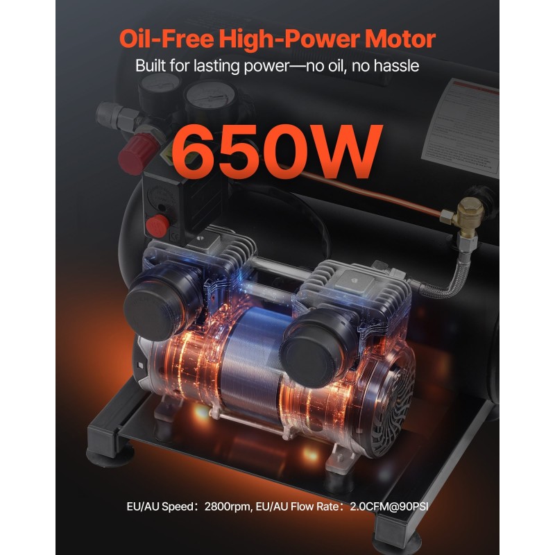 Vaakamallinen öljytön ilmakompressori terässäiliö 18 l 1 hv hiljainen