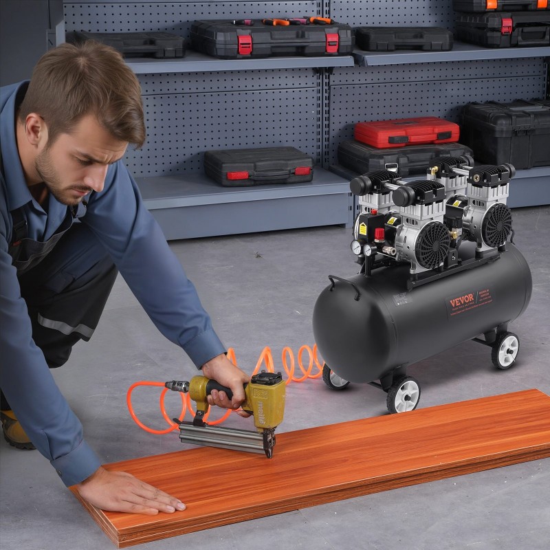 Vaakasuuntainen öljytön ilmakompressori 75 litran terässäiliöllä 4 hv