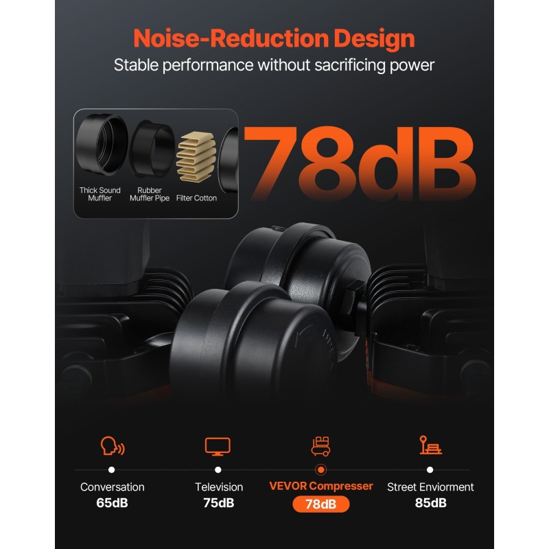 Öljytön teräksinen ilmakompressori 4 l 1 hv 7 bar renkaiden täyttöön