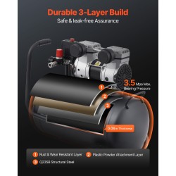 Öljytön ilmakompressori 30 l terässäiliö 1 hv hiljainen pyörillä