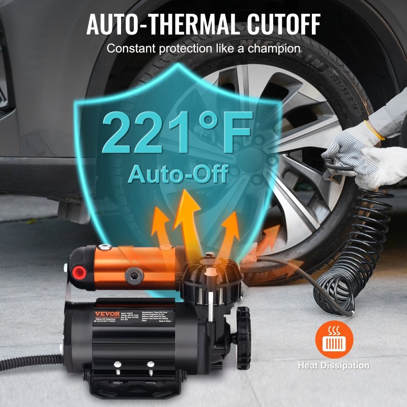 Ilmakompressori 12 V ajoneuvoon asennettava 150 PSI 100 l/min renkaiden täyttöön maastoajoneuvoille