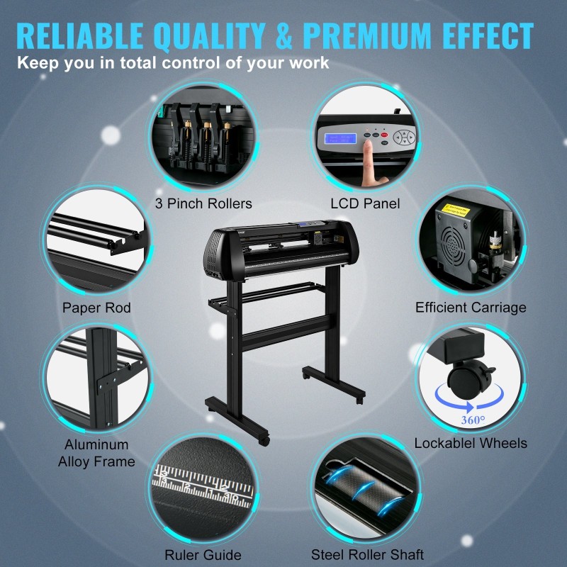 Vinyylileikkuri 34 tuumaa 870 mm alumiiniseos langaton USB COM liitännät 3 puristusrullaa