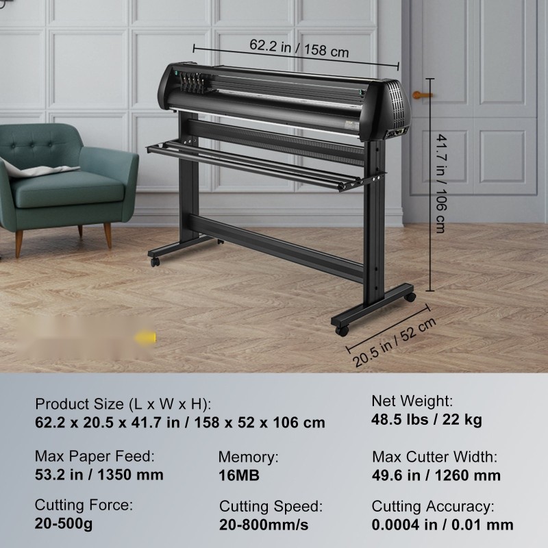 Vinyylileikkuri ja piirturi alumiiniseos 1350 mm paperinsyöttö 1260 mm leikkausleveys mukana ohjelmisto