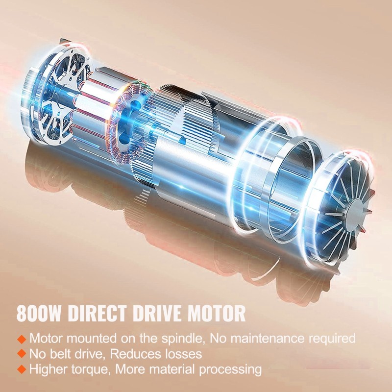 Metallisorvi valurunkoinen 800-wattinen moottori 150–2500 kierrosta minuutissa 100 millimetriä kolmileukainen pakka